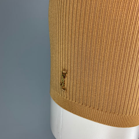 SAINT LAURENT Pantalón corto ciclista de canalé de viscosa beige Talla XS