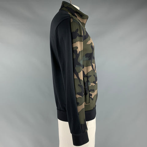 VALENTINO Size XL Green Brown Camo Polyamide Cotton Jacket