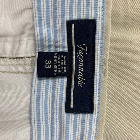 FACONNABLE Size 33 Khaki Stone Cotton Flat Front Casual Pants