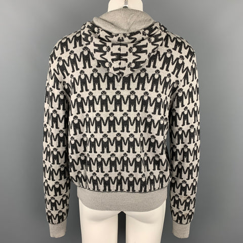 AESTHETICTERRORISTS by WALTER VAN BEIRENDONCK Size XL Grey & Charcoal Monogram Merino Wool Jacket