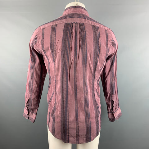 DOLCE & GABBANA Size M Purple Grey Stripe Button Up Long Sleeve Shirt