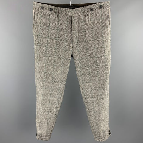 DIESEL Size 34 Black & White Glenplaid Wool Blend Button Fly Dress Pants