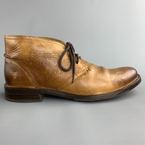 FRYE Size 10.5 Tan Antique Leather Lace Up Boots