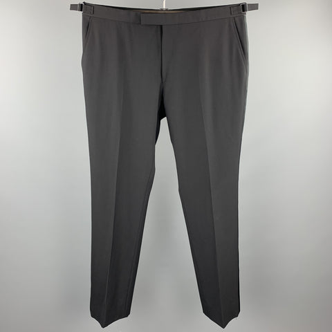 RALPH LAUREN Black Label Size 37 Black Wool Side Tabs Dress Pants