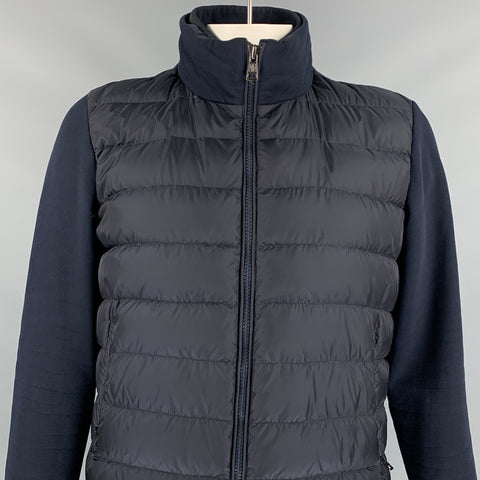 MONCLER Size XL Midnight Blue Quilted Polyamide Zip Up Jacket