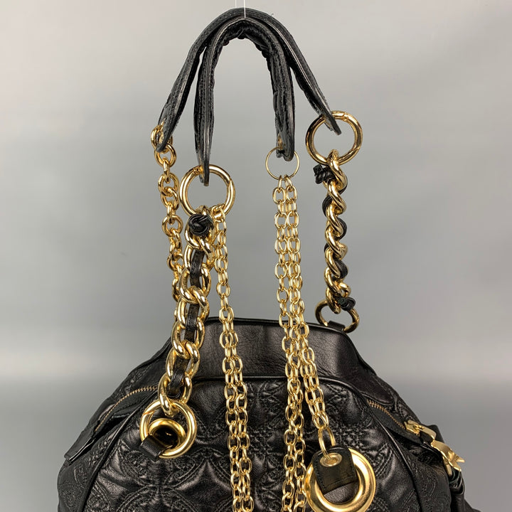 VIVIENNE WESTWOOD Coventry Black & Gold Quilted Leather Asymmetrical Handbag