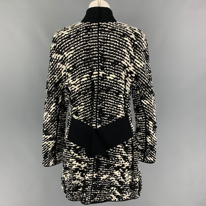 GIORGIO ARMANI Taille 4 Manteau boutonné tissé en mélange de viscose blanc noir