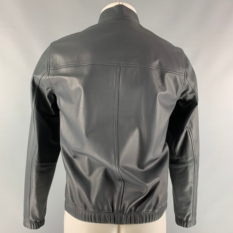 THEORY Size S Grey Solid Leather Jacket