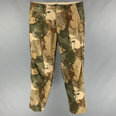 45rpm Size 34 Olive Camo Cotton Zip Fly Casual Pants