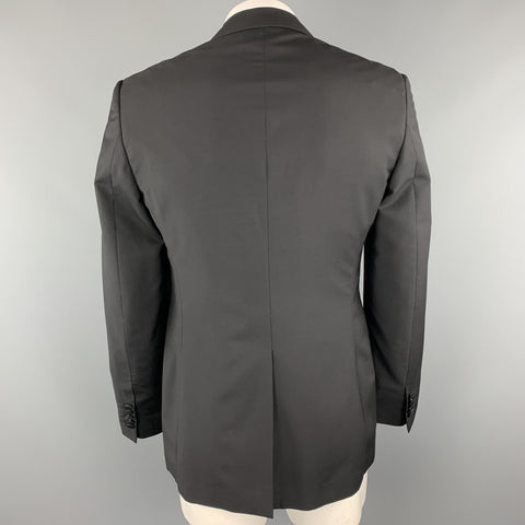 PAUL SMITH Size 42 Black Wool / Mohair Faille Detailed Peak Lapel Sport Coat