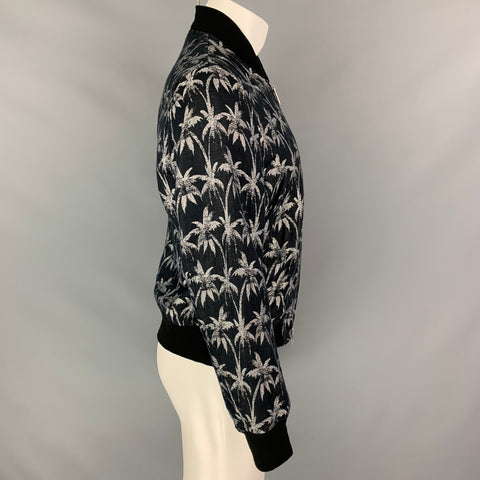 PS by PAUL SMITH Chaqueta bomber de mezcla de algodón jacquard negra y gris talla M