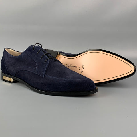 GIORGIO ARMANI Size 11.5 Navy Leather Suede Laces