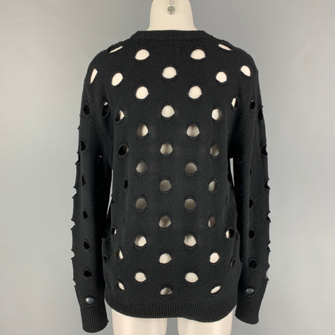 EACH X OTHER Size S Black Merino Wool Distressed Crew-Neck Sweater