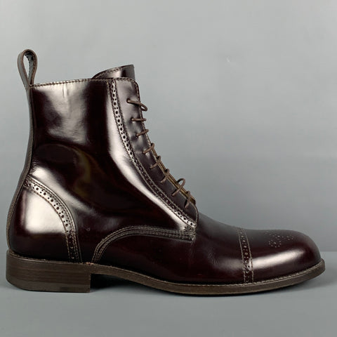 MARC JACOBS Size 9.5 Burgundy Perforated Leather Cap Toe Boots