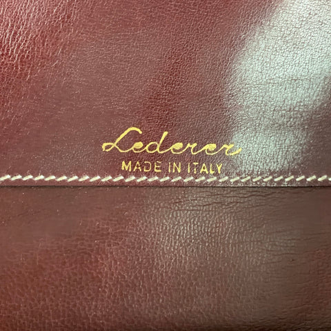 LEDERER Burgundy Contrast Stitch Leather Clutch Handbag & Leather Goods