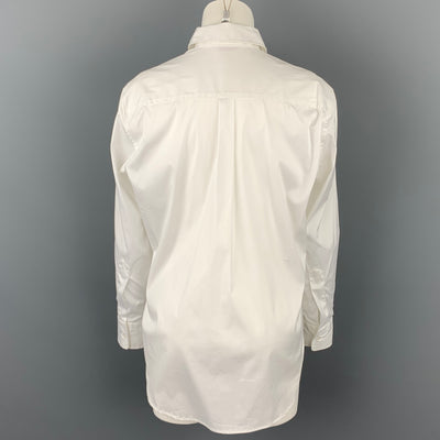 LORENZI Size 0 White Cotton Buttoned Dress Top