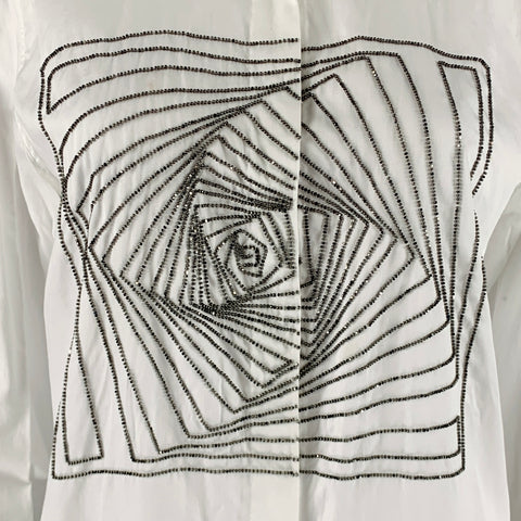 DRIES VAN NOTEN Taille 6 Blouse en coton blanc argenté Haut décontracté