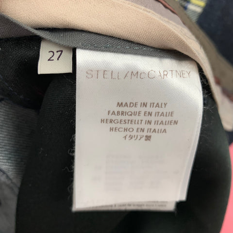 STELLA McCARTNEY Size 27 Blue Multi-Color Cotton Fitted Casual Pants