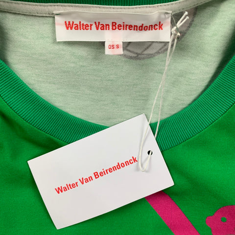 WALTER VAN BEIRENDONCK FW 21 Size One Size Green Multi-Color Print Cotton Long T-shirt