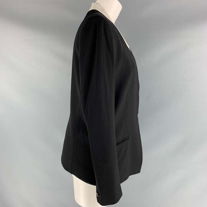HELMUT LANG Size L Black Viscose Blend Solid Jacket (Indoor) / Blazer