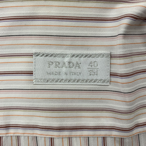 PRADA Size M White Stripe Cotton Button Up Long Sleeve Shirt