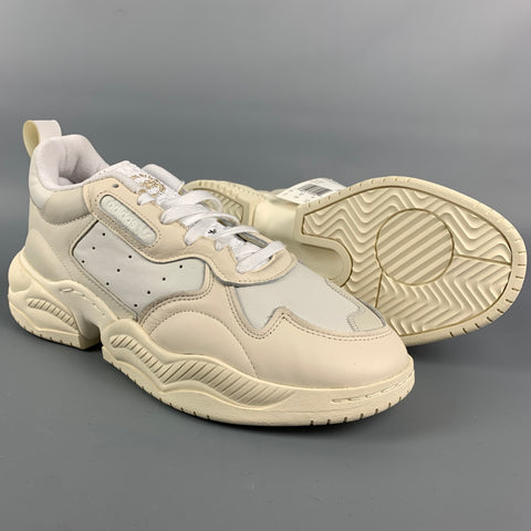 ADIDAS Size 10 White Cream Textured Leather Perforated Supercourt RX Sneakers
