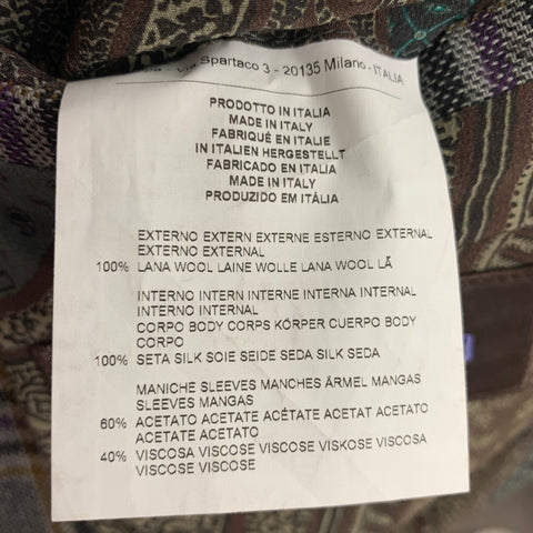 ETRO Size 42 Purple Black Mustard Plaid Wool Single Breasted Sport Coat
