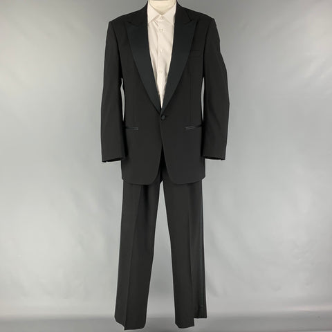 Vintage CHRISTIAN DIOR Size 41 Black Long Virgin Wool Tuxedo Suit