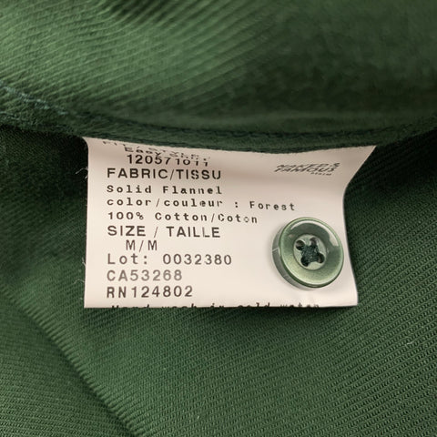 NAKED AND FAMOUS Size M Forest Green Cotton Long Sleeve Shirt