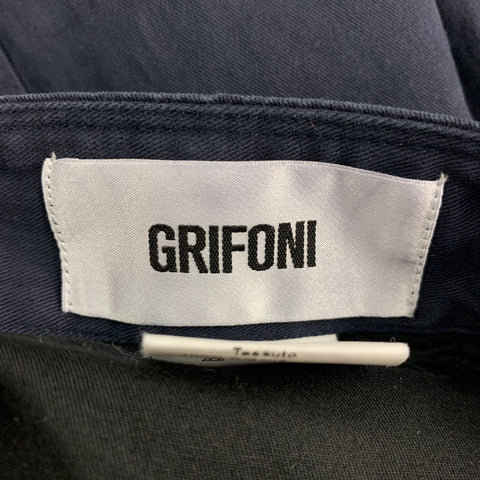 MAURO GRIFONI Size 34 Navy Cotton Cargo Casual Pants