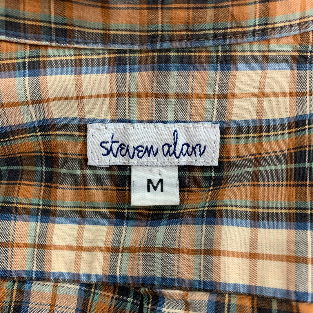 STEVEN ALAN Size M Brown Plaid Cotton Button Up Long Sleeve Shirt
