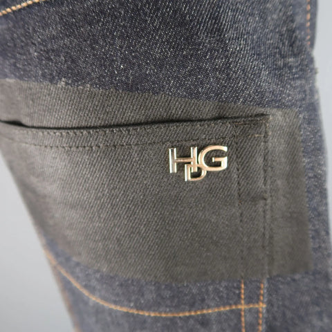 GIVENCHY Size 32 Dark Navy Denim Black Stripe Bar Jeans GIVENCHY