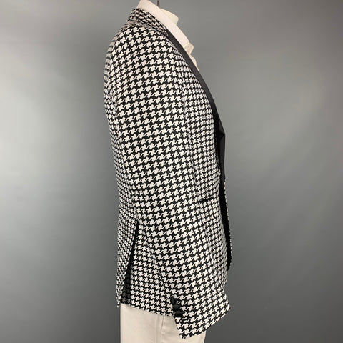 DSQUARED2 Talla 44 Abrigo deportivo de algodón / seda de pata de gallo blanco y negro
