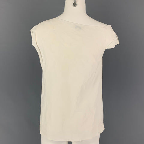ISA ARFEN Taille 6 Blouse trapèze froissée en mélange de coton crème