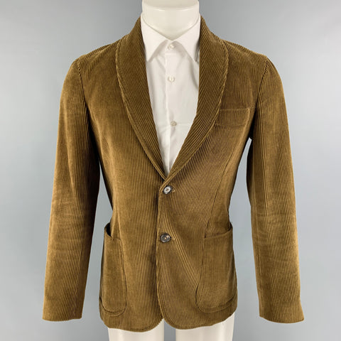SALVATORE PICCOLO Size 36 Tan Corduroy Cotton Single Breasted Sport Coat
