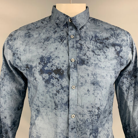PAUL SMITH Size 42 Blue Floral  Button Down Long Sleeve Shirt