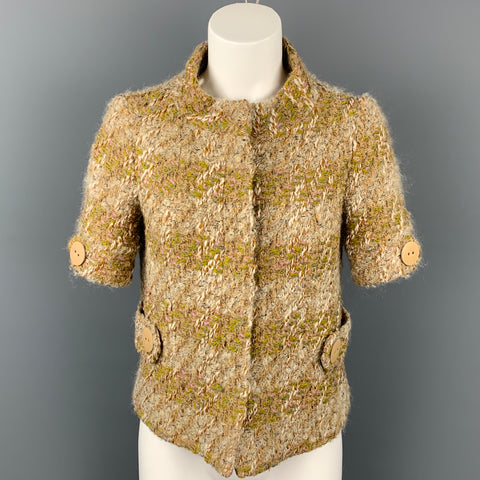TARA JARMON Taille 4 Veste en mélange de laine boucle beige et crème