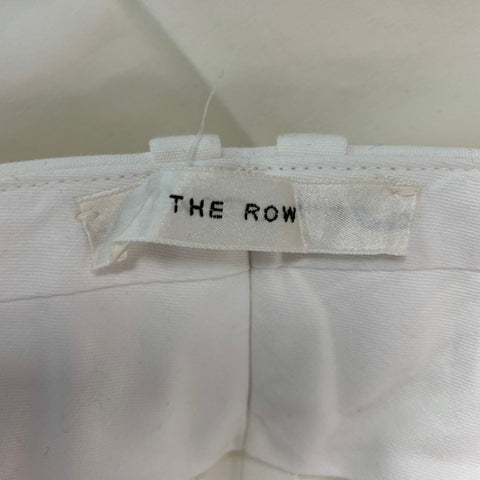 THE ROW Size 0 White Cotton Pleated Dress Pants