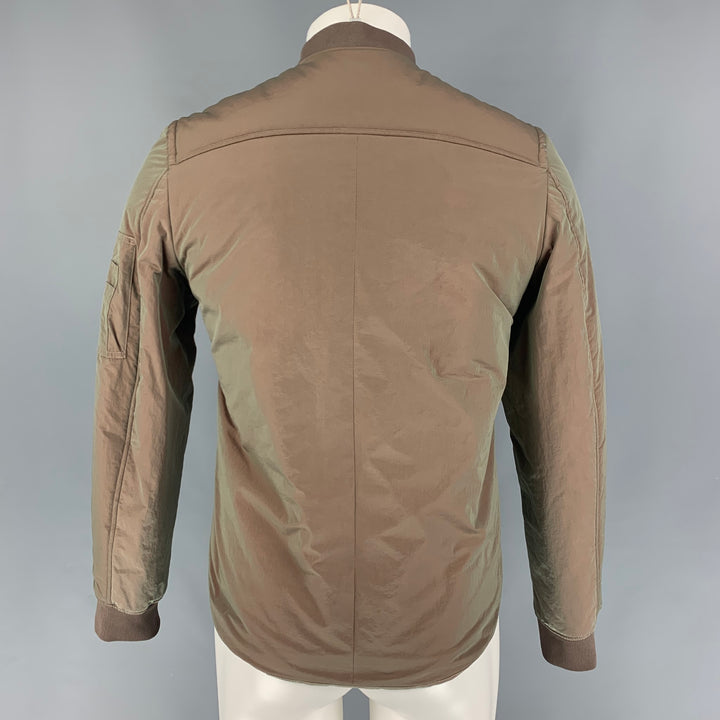 ACNE STUDIOS Size 34 Olive Green Nylon Iridescent Bomber Jacket