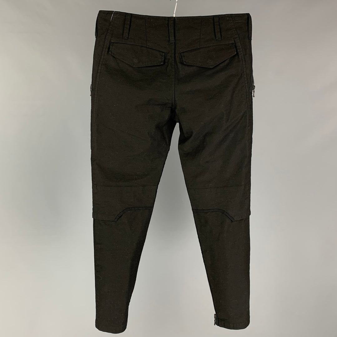 JULIUS_7 Size S Black Cotton Polyurethane Narrow Leg Casual Pants