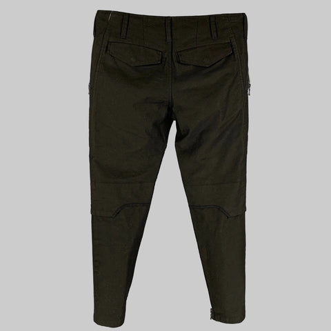 JULIUS_7 Size S Black Cotton Polyurethane Narrow Leg Casual Pants