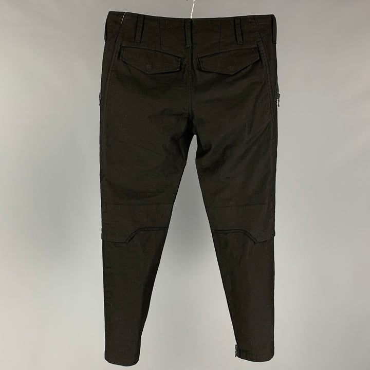 JULIUS_7 Size S Black Cotton Polyurethane Narrow Leg Casual Pants