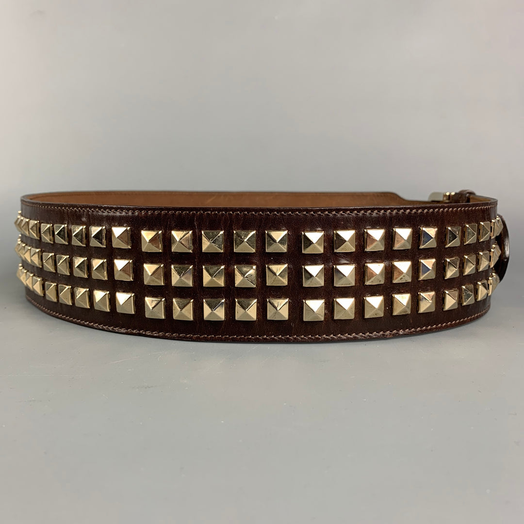 BURBERRY PRORSUM Fall 2006 Size 32 Brown & Gold Studded Leather Belt
