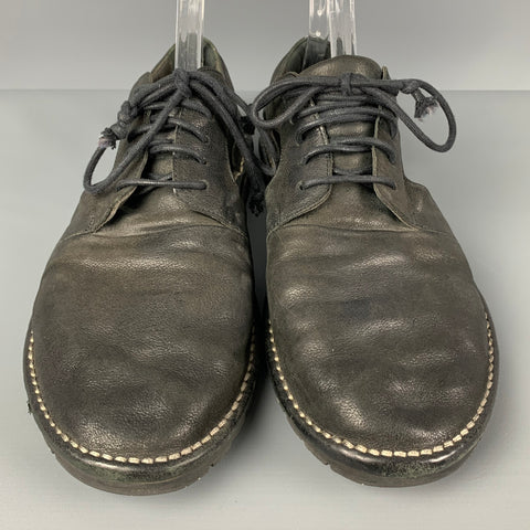 MARSELL Size 10 Black Contrast Stitch Leather Cutout Lace Up Shoes