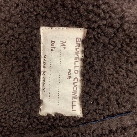 BRUNELLO CUCINELLI Size XL Navy Leather Zip & Buttons Jacket