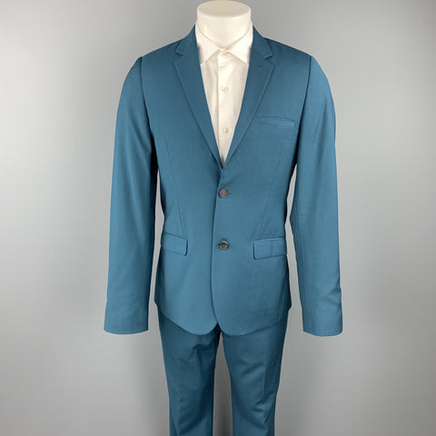 CALVIN KLEIN COLLECTION Size 36 Wool Notch Lapel Teal Suit