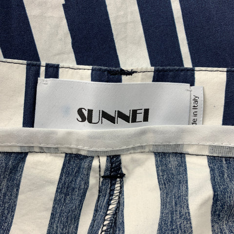 SUNNEI Size M Navy & White Stripe Cotton Drop-Crotch Casual Pants