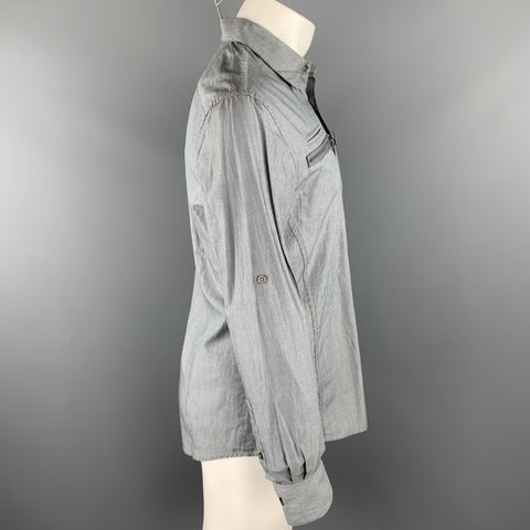 JOHN VARVATOS * U.S.A. Size S Gray Pinstripe Cotton Button Up Long Sleeve Shirt
