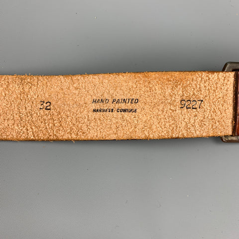 VINTAGE Size 32 Tan Embossed Hand Painted Leather Belt