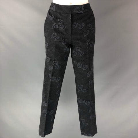 LAKE Size 2 Black Cotton / Polyester Leafs Narrow leg Dress Pants